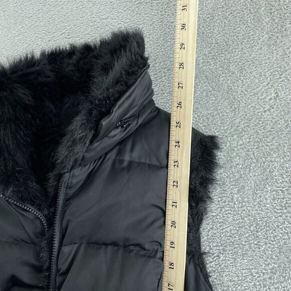 Moda international Puffer Vest Fax Fur Hood Reversible Womens Outerwear M C223 - Picture 7 of 8